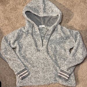 PJ Salvage Gray Hooded Sweater with Pink Stripes